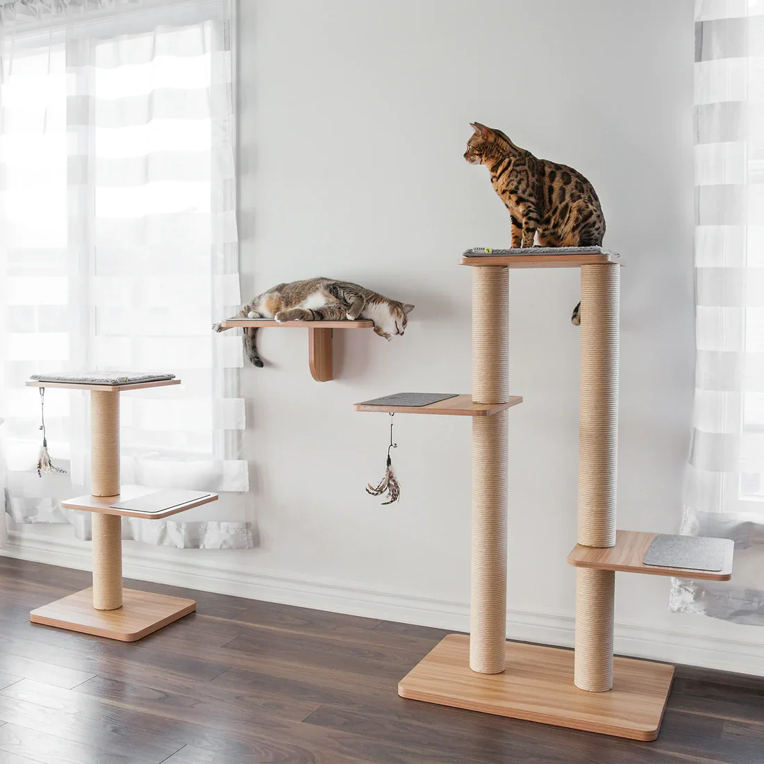 Indoor floor-to-ceiling custom cat tower