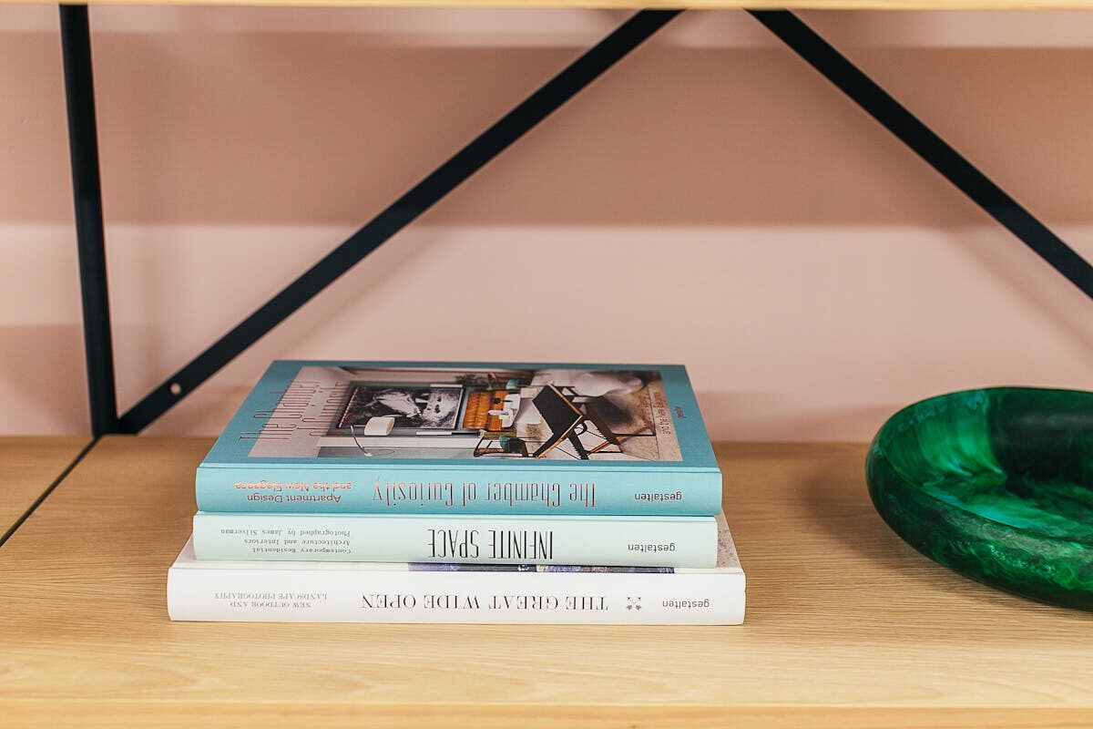 Floor-to-ceiling built-in library wall with adjustable shelving